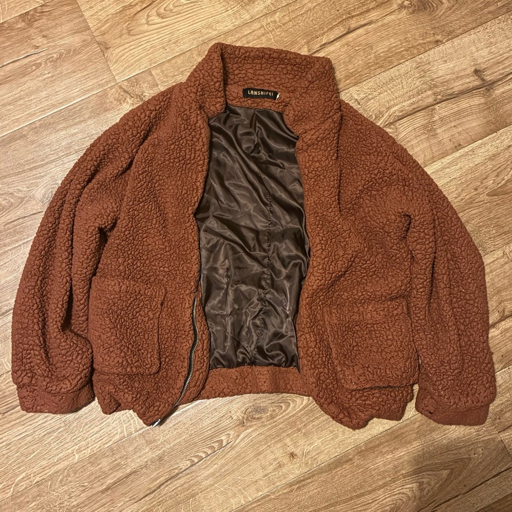 Oversized Brown Teddy Jacket